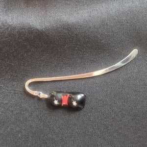 Artisan Handmade glass  double star metal bookmark.  Hand Crafted